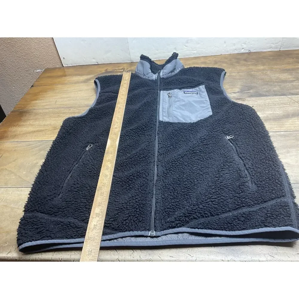 Patagonia Vest Mens L Black Classic Retro X Deep Pile Fleece Outdoor 23047